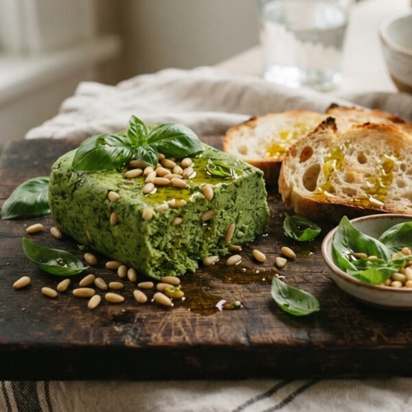 Queso Vegano de Piñones y Albahaca