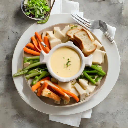 Fondue de Queso Mantecoso con Pan y Vegetales