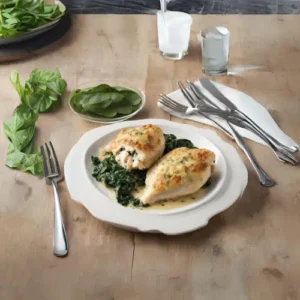 Pollo Relleno de Queso Mantecoso y Espinacas