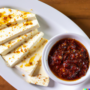 Queso Panela Asado con Salsa de Chipotle