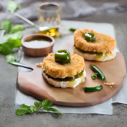 Queso Brie Empanizado con Mermelada de Jalapeño