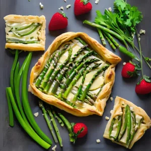 Tarta de Hojaldre con Brie y Espárragos