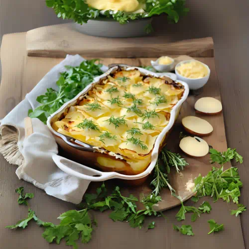 Gratén de papas con queso Emmental