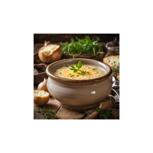 Sopa de cebolla gratinada con queso Emmental