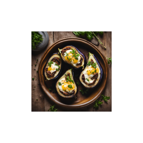 Berenjenas rellenas de queso Emmental y carne