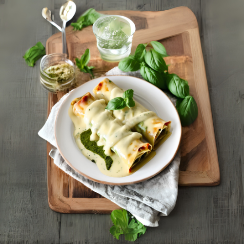 Canelones de carne con salsa de Emmental