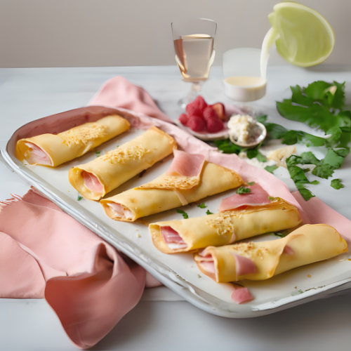 Crepes rellenos de Emmental y jamón cocido
