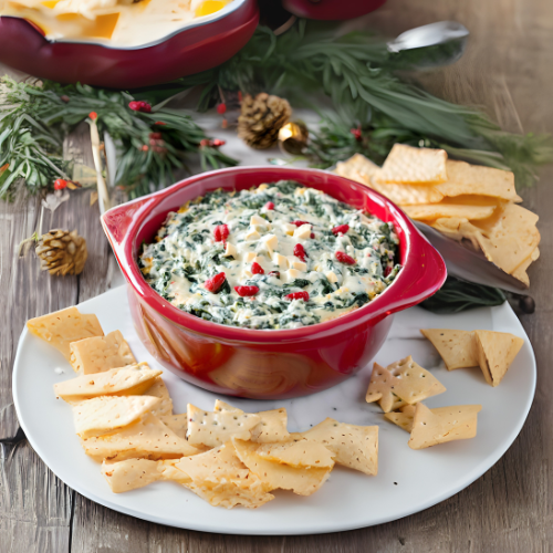 Dip Navideño de Queso y Espinacas