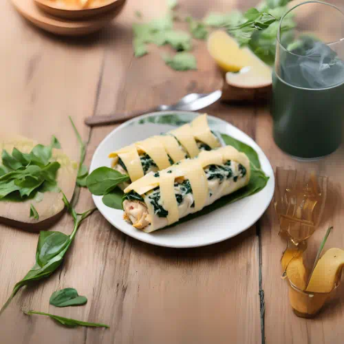 Rollo de pollo relleno de Emmental y espinacas
