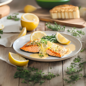 Salmón al horno con Emmental y limón