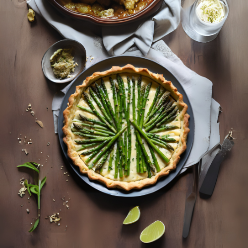 Tarta de Emmental y espárragos