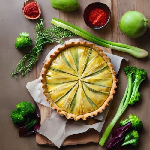 Tarta salada de Emmental y puerros