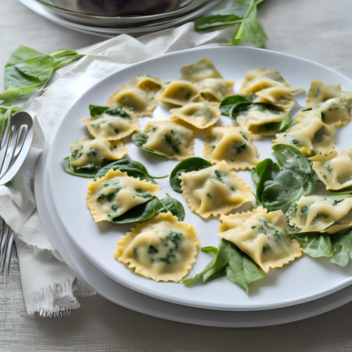 Raviolis de espinacas y Emmental