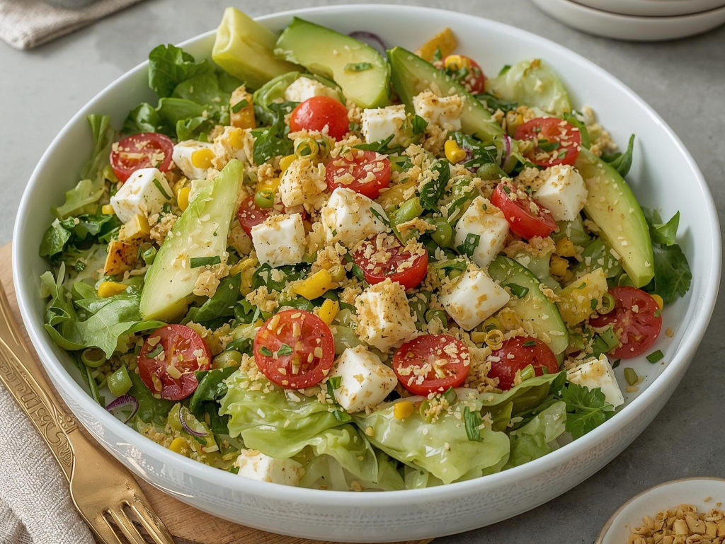 Ensalada César con Cubos de Queso Edam Una Versión Elevada