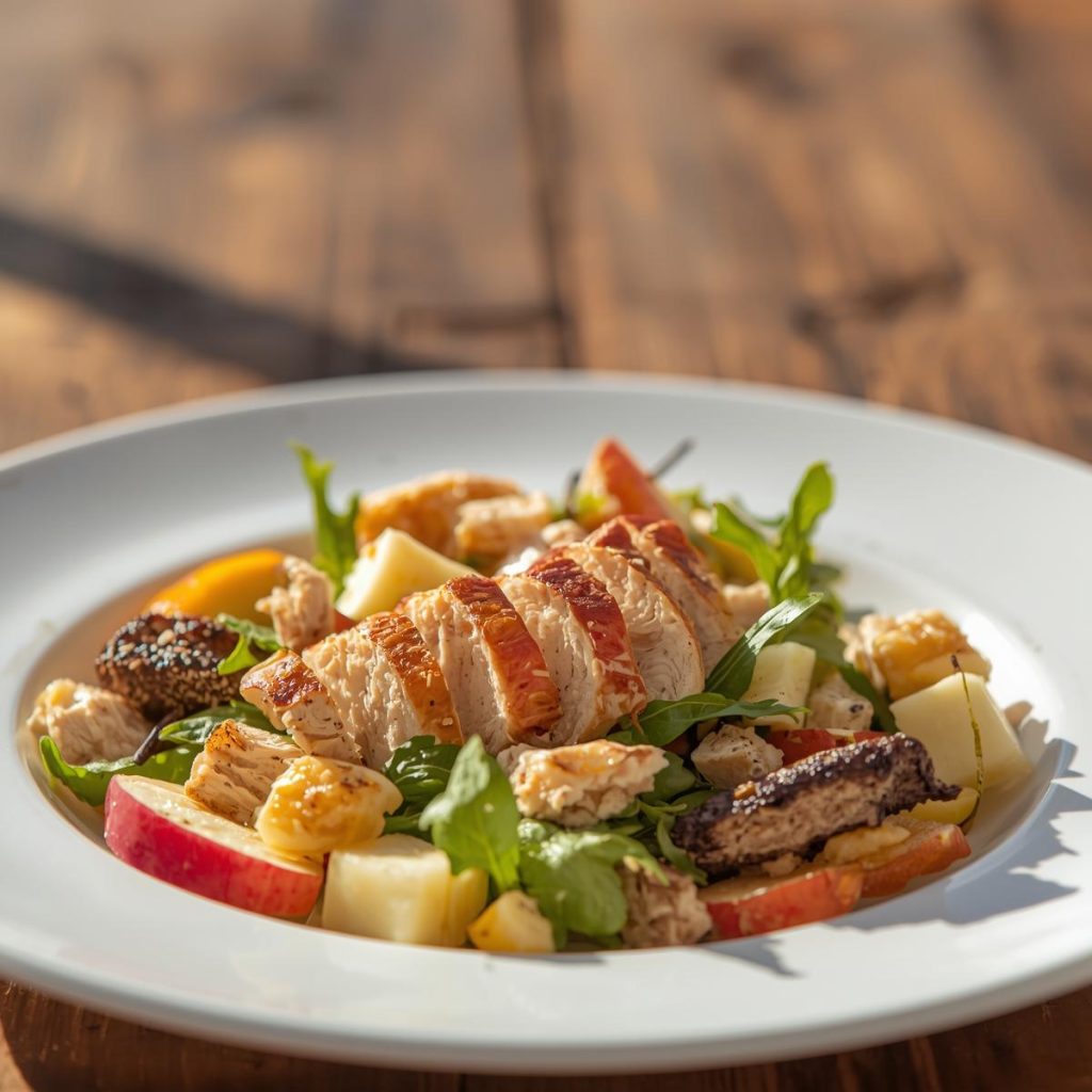 Ensalada de Pollo, Manzana y Queso Edam: Frescura y Contraste