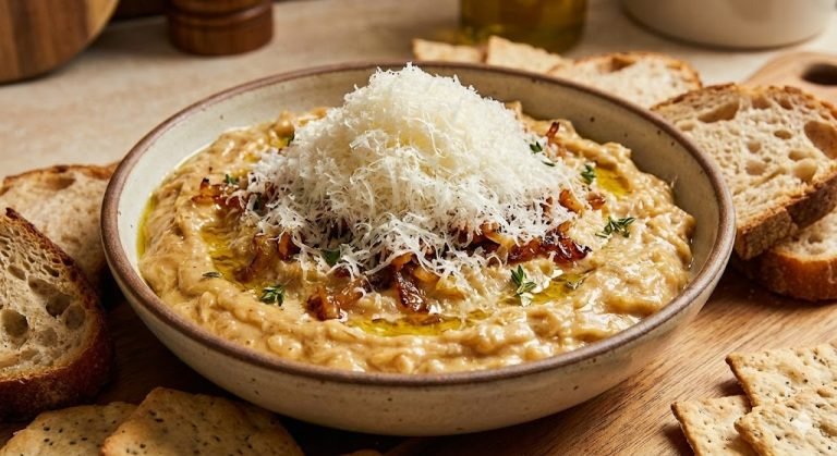 Pasta de Cebolla Caramelizada y Polvo de Queso