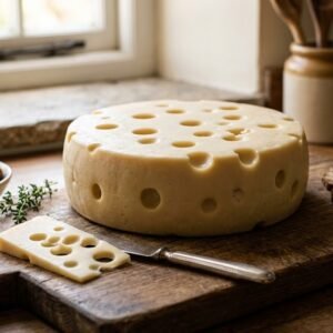 Queso Tipo Suizo / Emmental Vegano con Agujeros