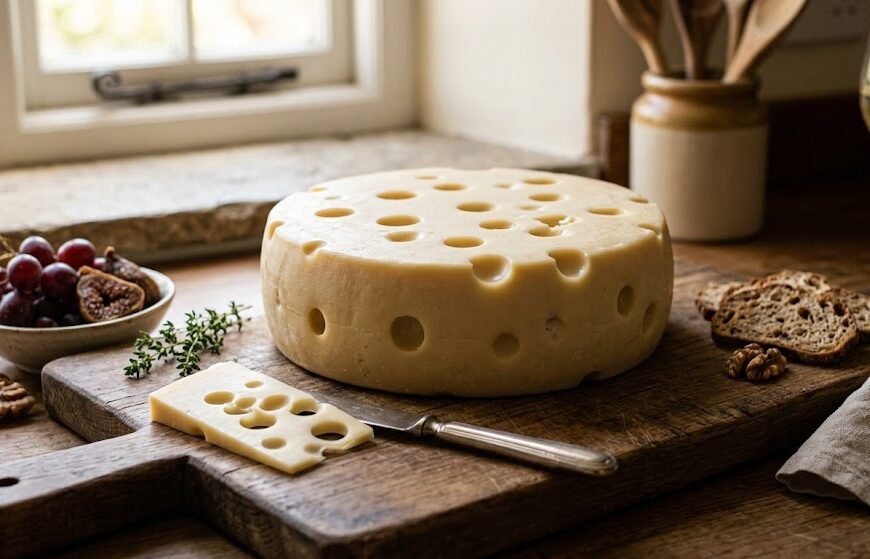 Queso Tipo Suizo / Emmental Vegano con Agujeros